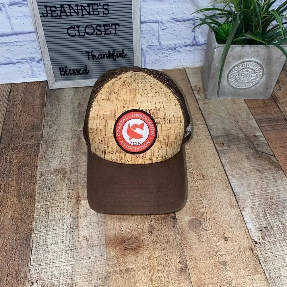 💜 Coastal Conservation Association Texas Fishing Cork Cap Hat Snap Back